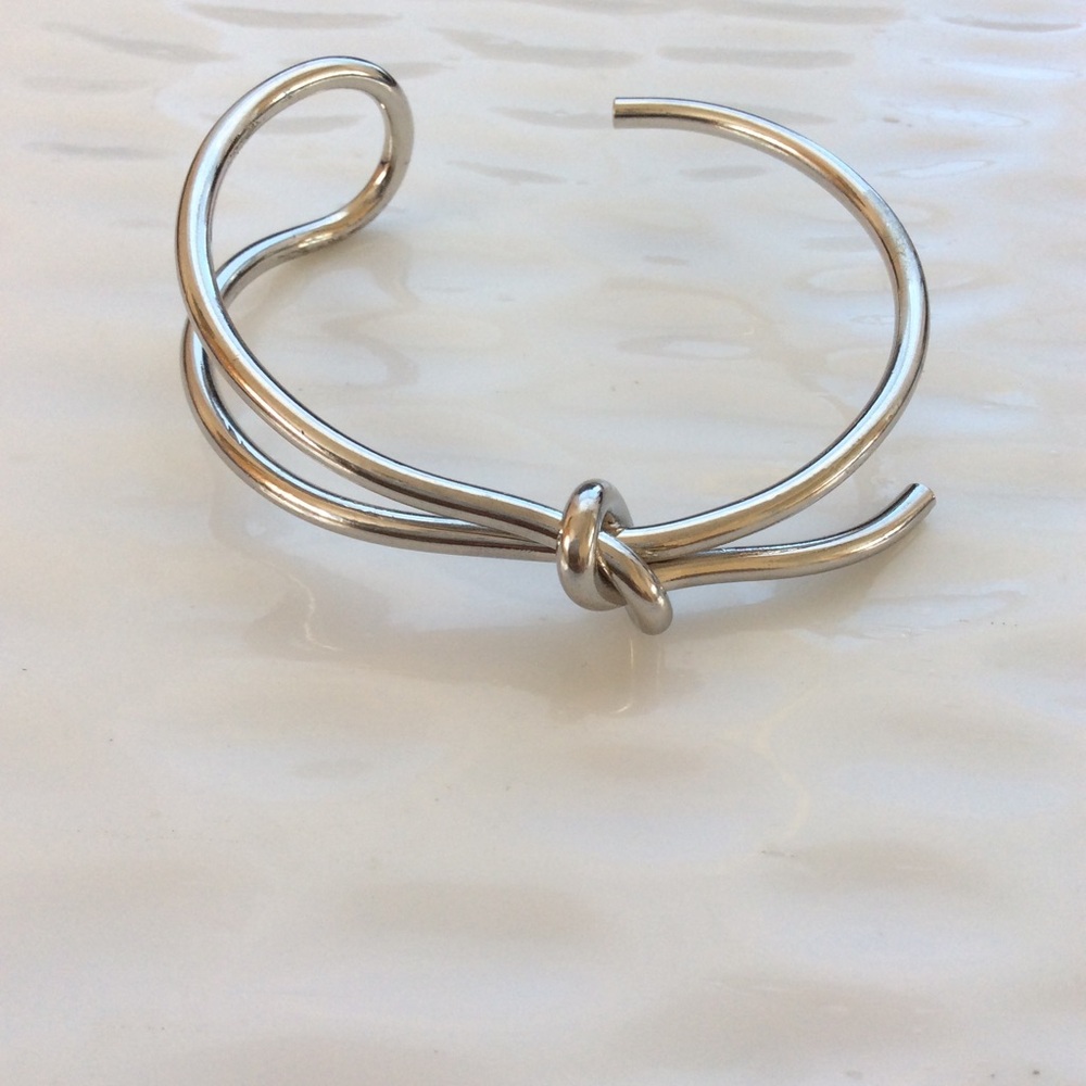 Silver Knot Cuff Bracelet Stainless Steal - Picture 3 of 5